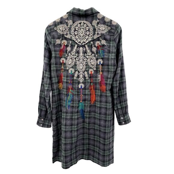 Johnny Was XS Anderson Western Tunic Embroidered Flannel NWT - Picture 1 of 5